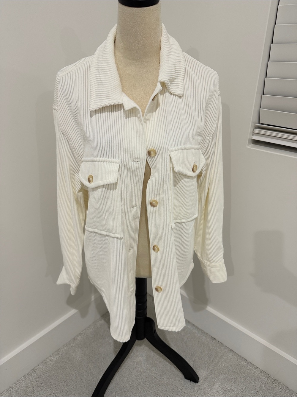 Ashley By 26 International Cream Corduroy Shacket